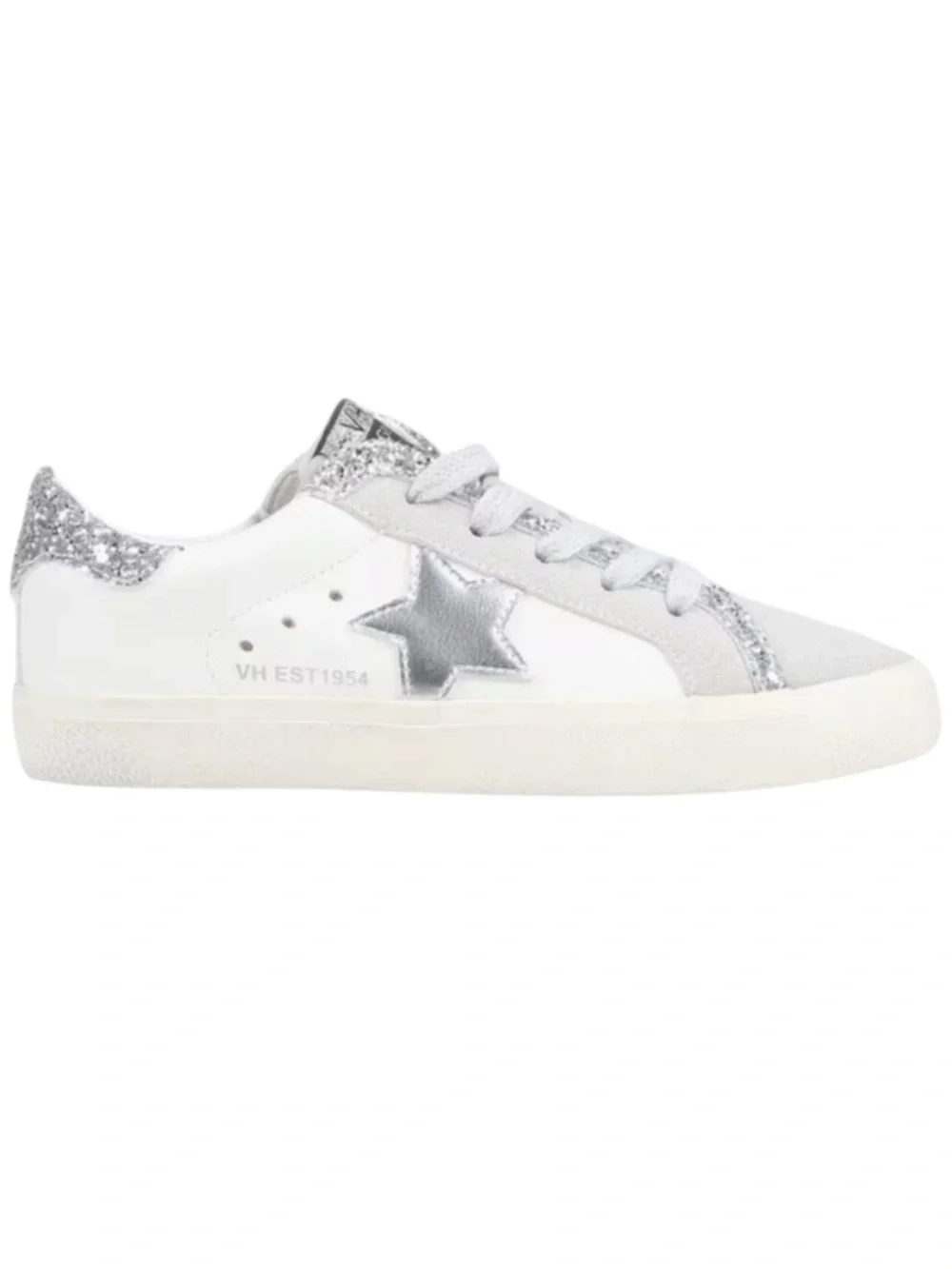 Vintage Havana 𖤐 Gita Star Sneakers 𖤐 Vegan Leather Silver Metallic Glitter 𖤐 12